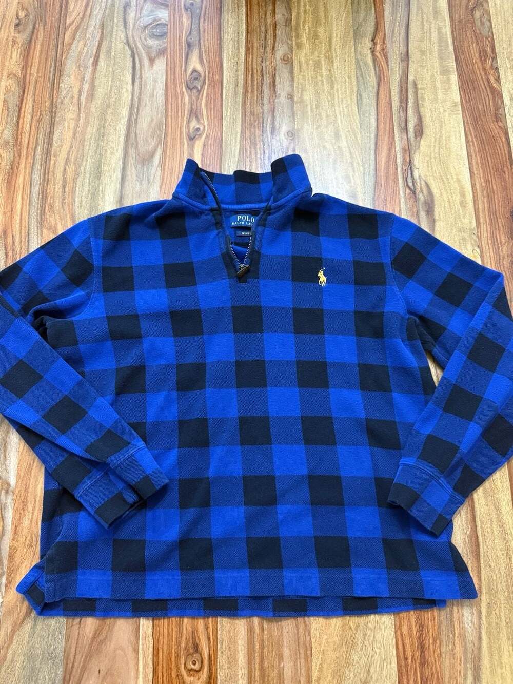 Polo Ralph Lauren Plaid Estate-Rib Quarter-Zip Pullover, Size M